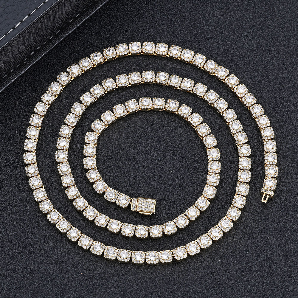 Womens Iced Shiny AAAAA Zircon Tennis Chain Hip-hop Rock Miami Tennis Necklace Jewelry Free Laser