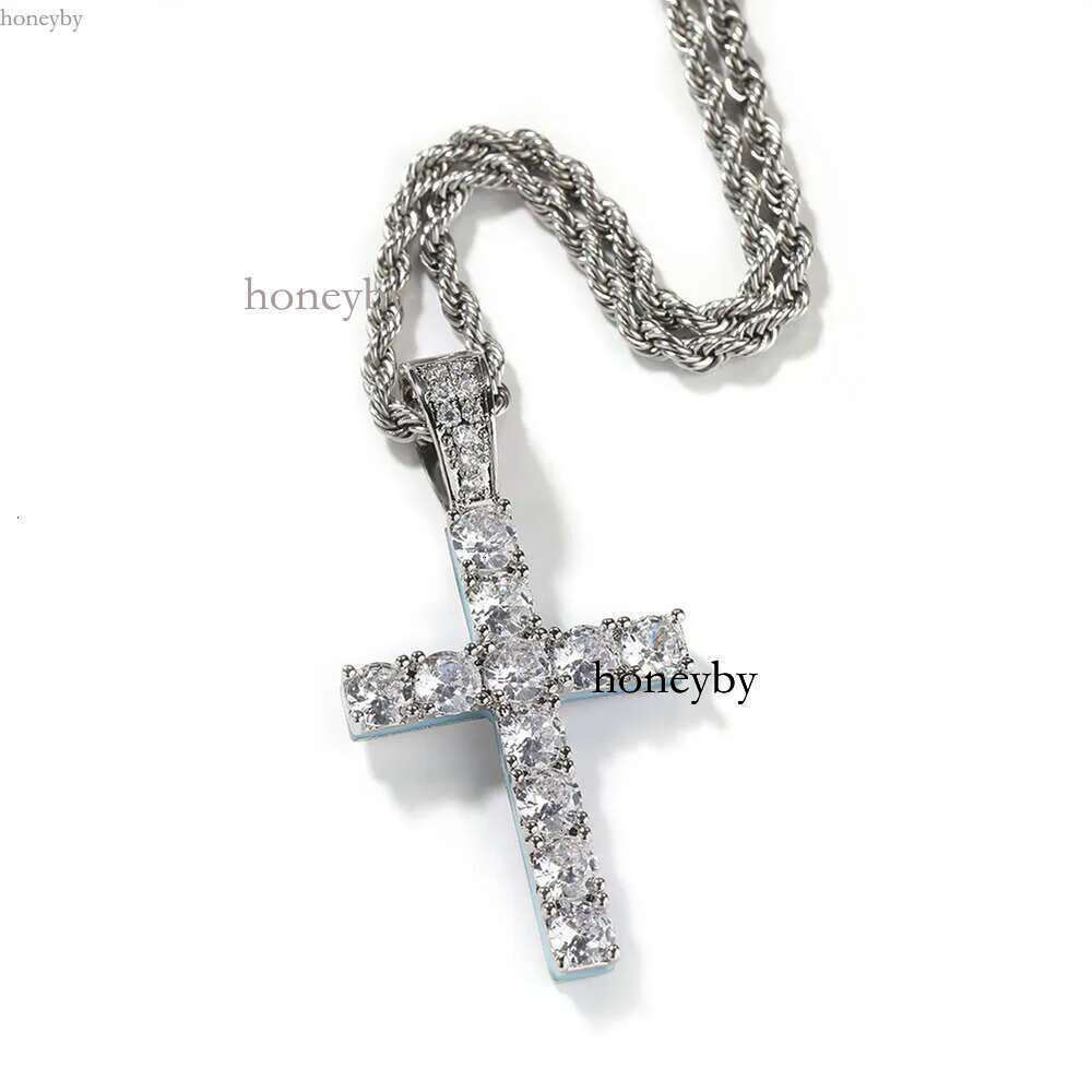 necklace moissanite chain New Cross Personalized Side Glow Set PendantCuban Chain Hip Hop Personality jewelry Moissanite dia