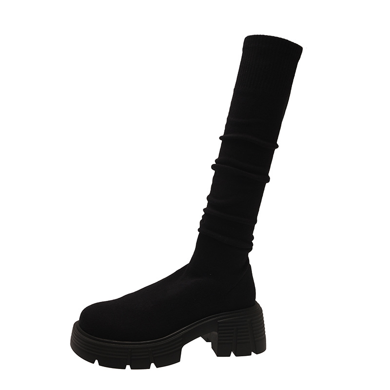 High heels long boots thick heels increased elasticity free Shipping Designer Slippers slimming effect over the knees External penetration Women woole