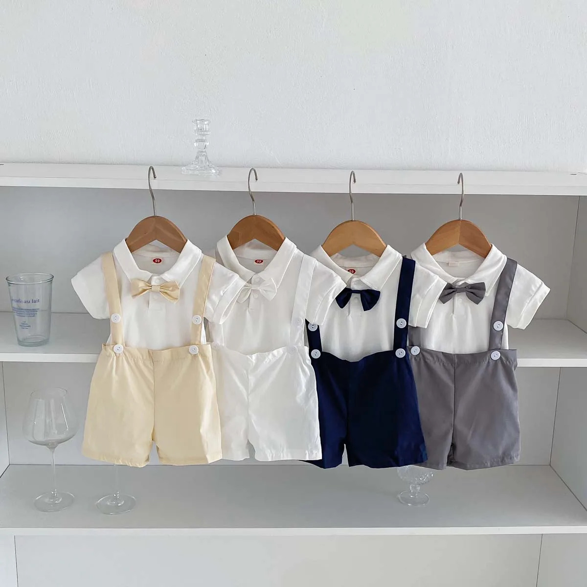 Summer Short sleeved Boys Mens WearBow 02 Year Old Freshman Cotton Four Color Set 250319