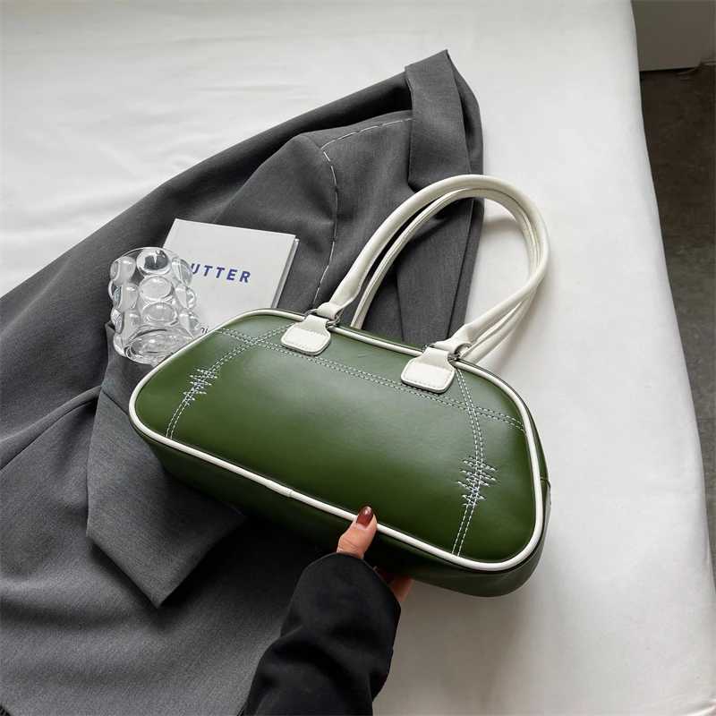 Large capacity letter bottom baseball bag embroidered with retro shoulder bags for American women Y250319