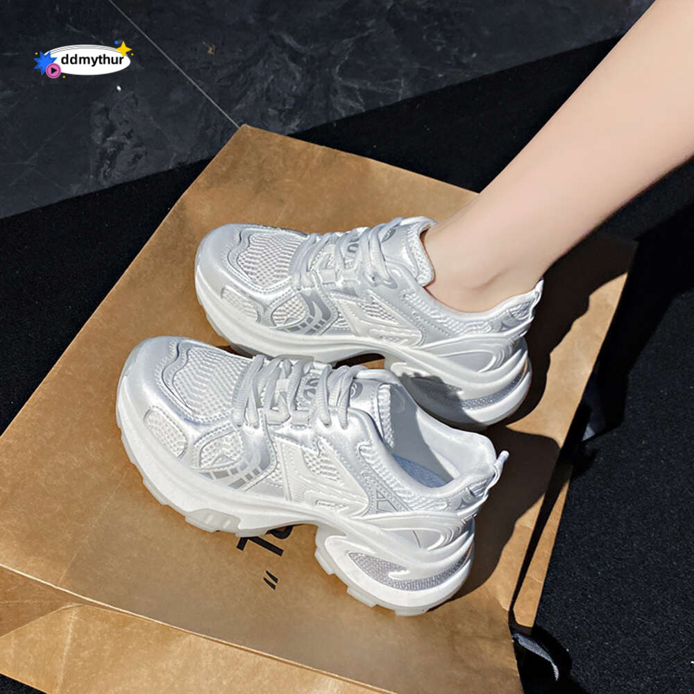 CRLAYDK Fashion Women's Chunky Wedge Sneakers Mesh Breathable Casual Platform Dad Shoes Height Increase Lace Up Walking Tennis ddmythur