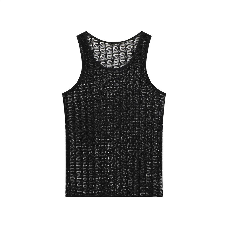 LUZHEN Summer Hollow Perspective Trendy Sleeveless Tank Top Personalized Fashion Street Original Mens Tank Top LZ2121 250318