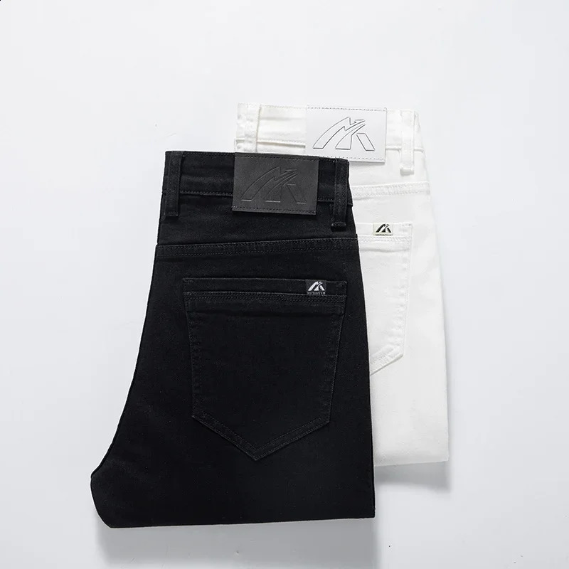 White summer mens ultrathin jeans classic business fashion highquality cotton stretch denim pants Trousers 250319