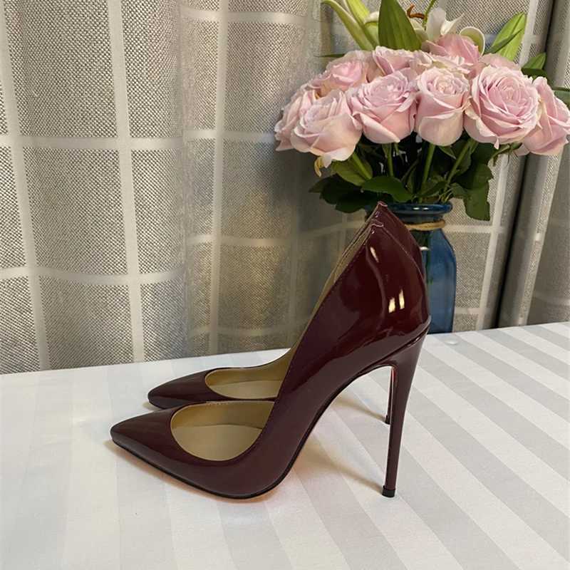 Classic Claret 12cm High H Shoes Wan Pumps 10cm Taces Pointed Toe High Heels Sexy Wedding Party Shoes QKOU006 ROVICIYA Y250319