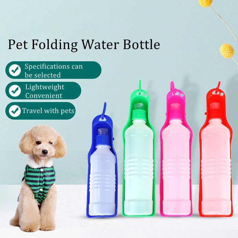500ML dog water bottle folding beverage plastic portable water bottle pet outdoor travel beverage drinking bowl Y250319