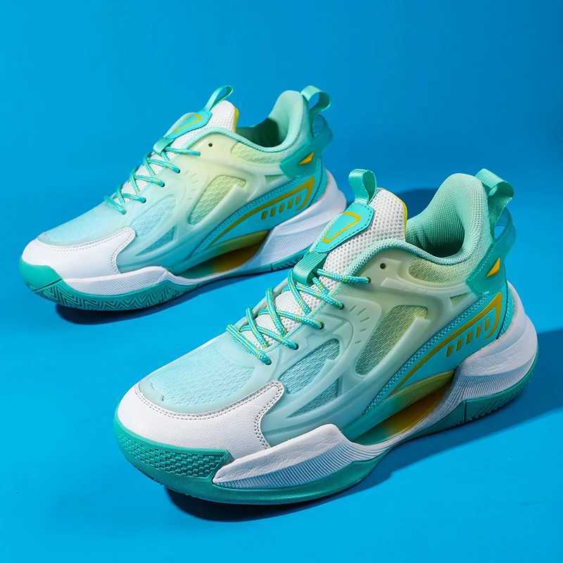 Fashionable and shiny basketball shoes mens professional training sports shoes anti slip basketball sports shoesW250320