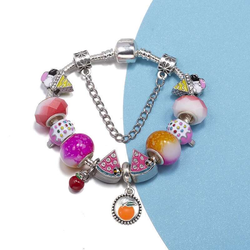 Hot Sale Ice Cream Watermelon Beads Charm Bracelets Fits DIY Brand Bracelet Bangles For Women Men Kids Summer Style Jewelry Gift