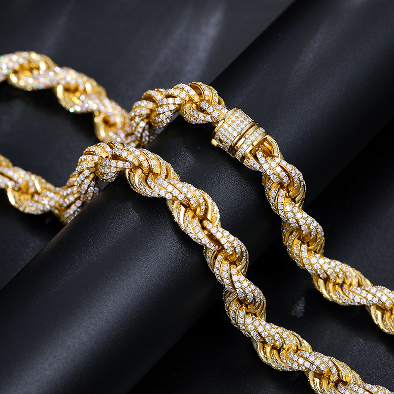 High Quality Rope Chain Man Moissanite Necklace S925 Silver For Mens Hip Hop Jewelry
