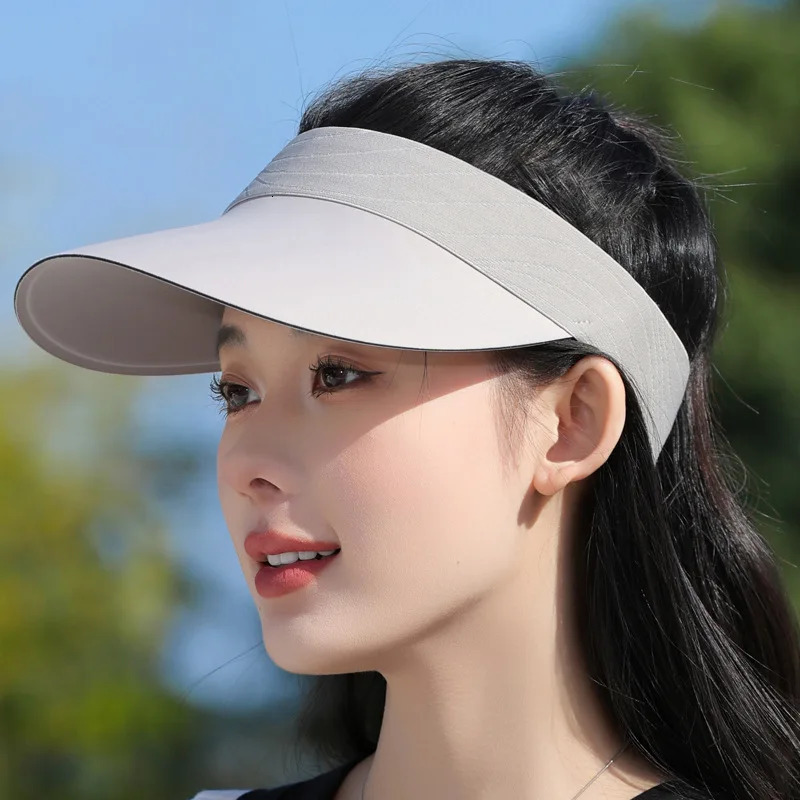 Summer Hats For Women Sun Hat Seamless Wide Brim Empty Top Sunscreen Outdoor Casual Sport Uv Protection 2025 Sun Visor 250320