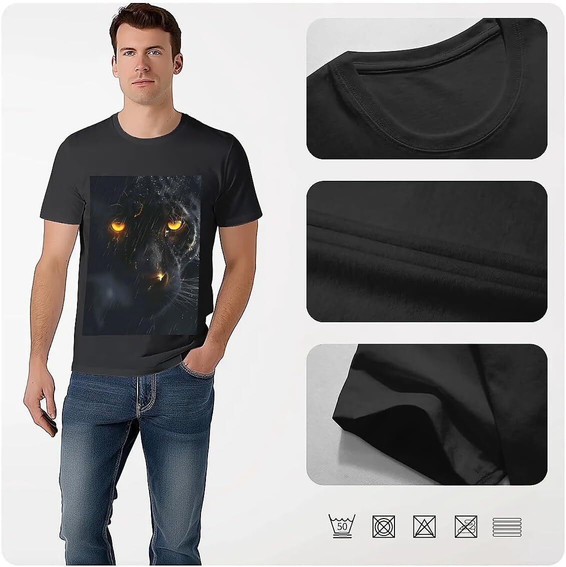 T shirt for Mens Mens Novelty T-Shirts Graphic 2D Print Summer Short Sleeve Animal Panther Shirts Tshirt Graphic Tee Casual Tops Clothes Short sleeve 