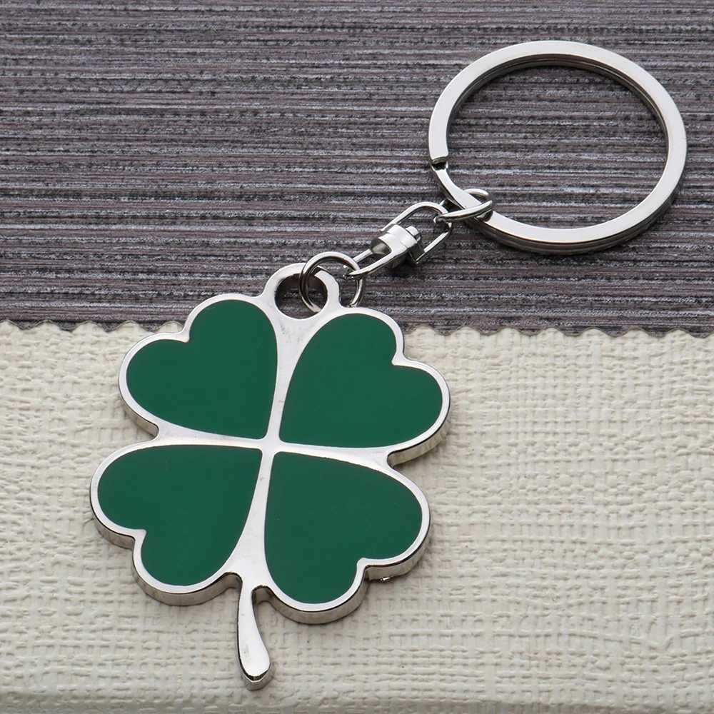 Simple New Niche Green Leaf Keychain Fashion Creative Exquisite Four-leaf Clover Lucky Keychain Key Ring Holiday GiftAccessoriesXJ250319