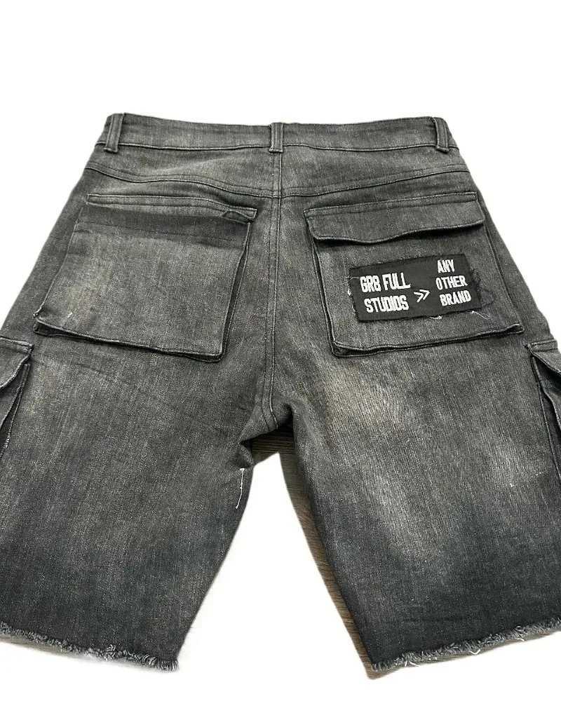 American New Retro Letter Embroidery Tooling Denim Shorts Trend Gothic Y2K Harajuku Hip-hop Loose Sports Shorts Street clothes W250319