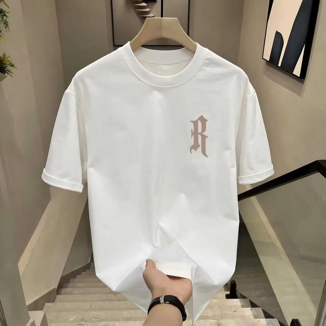 Over Size Ins Printed Pure Cotton T-Shirt Summer Comfortable Breathable And Elastic Sleeve Trendy Casual Tees For SportsT250319