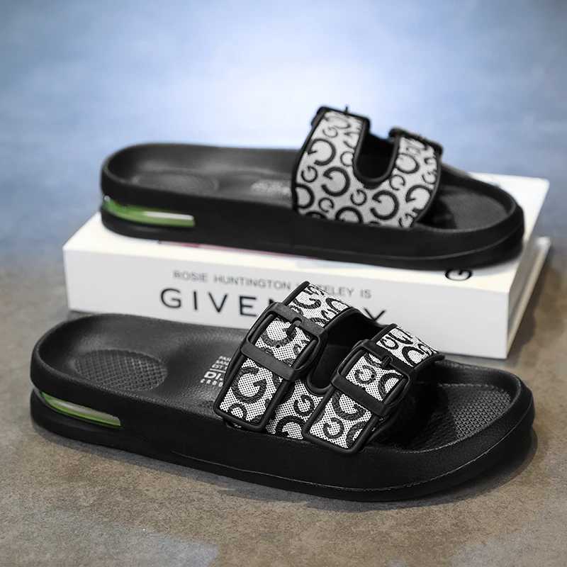 YRZL Mens Slides Lightweight Anti Slip Slippers for Men Beach Casual Air Cushi Cfortable Black Bathroom Slippers for Men Y250320