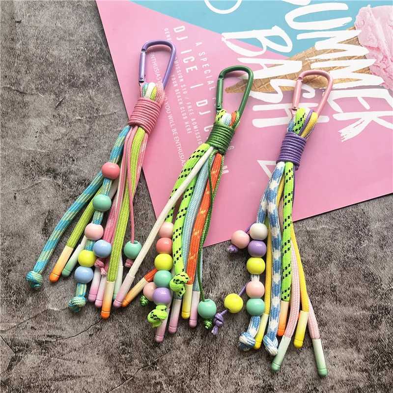 Colorful keychain with bead bag charming weaving car keychain mini fresh keyholder high-end accessory for mobile phonesXJ250319