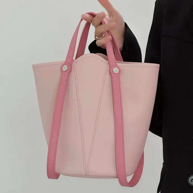 Women Shopping Basket Large Capacity Bucket New Contrast Color Tote Bag Commuter Fashion Shoulder Crossbody Bags Handbag