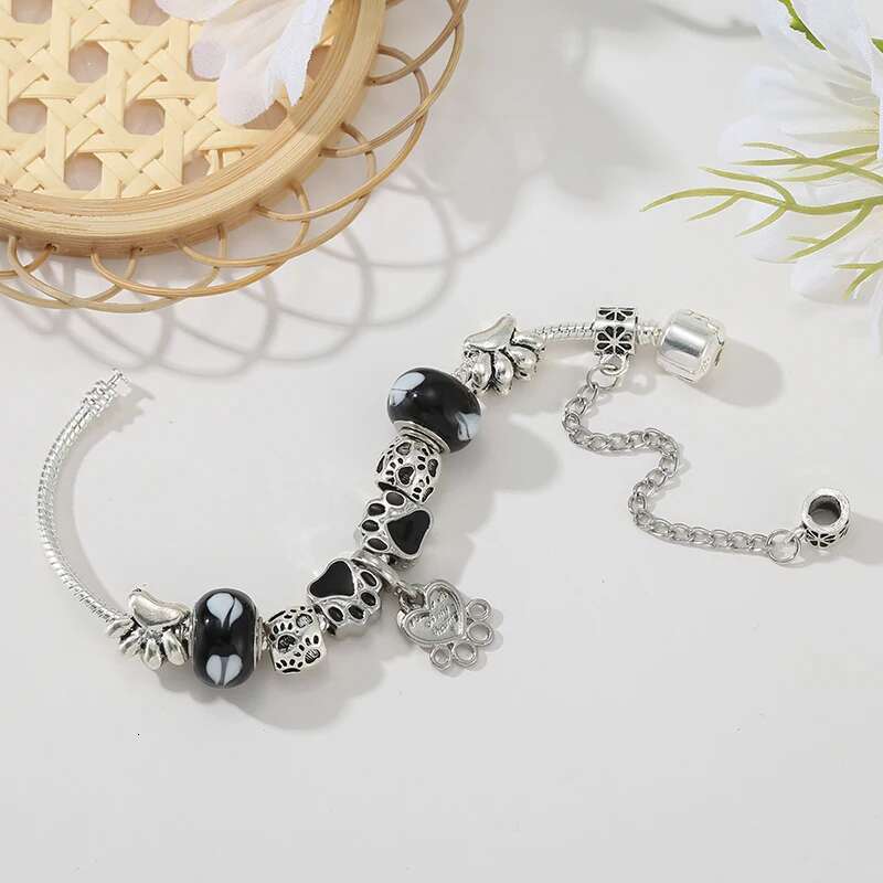 Classic Series Silver Color Dog Paw Pendant Bracelet Fit Original Beads Charm Bracelets DIY Jewelry Gift For Women 2021 Hot Sale