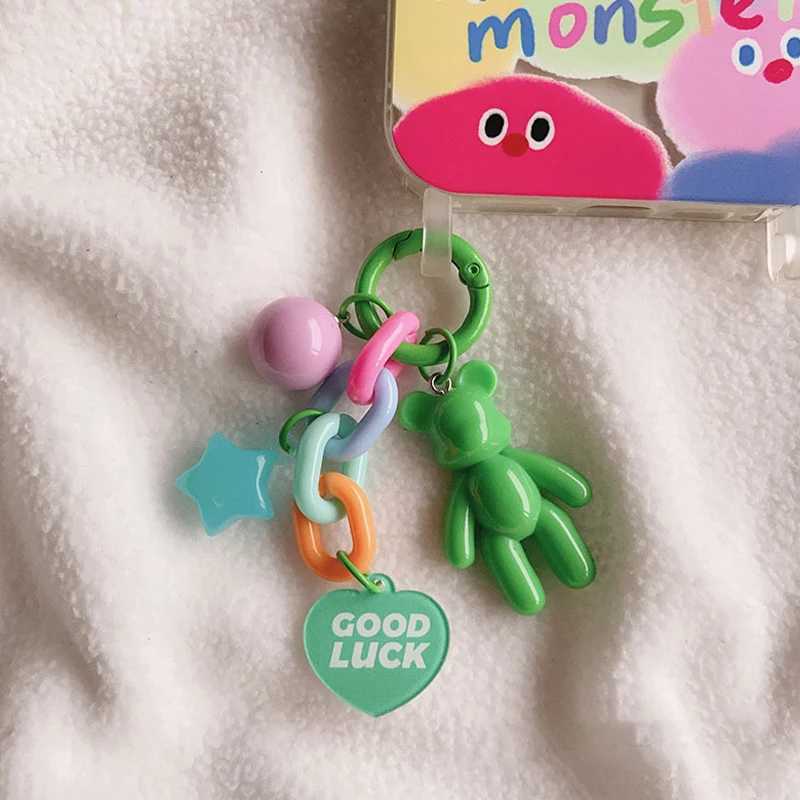 Creative and cute bear keychain colored bear bag decoration accessory suitable for women girls fashionable headphones protective case pendantXJ250319