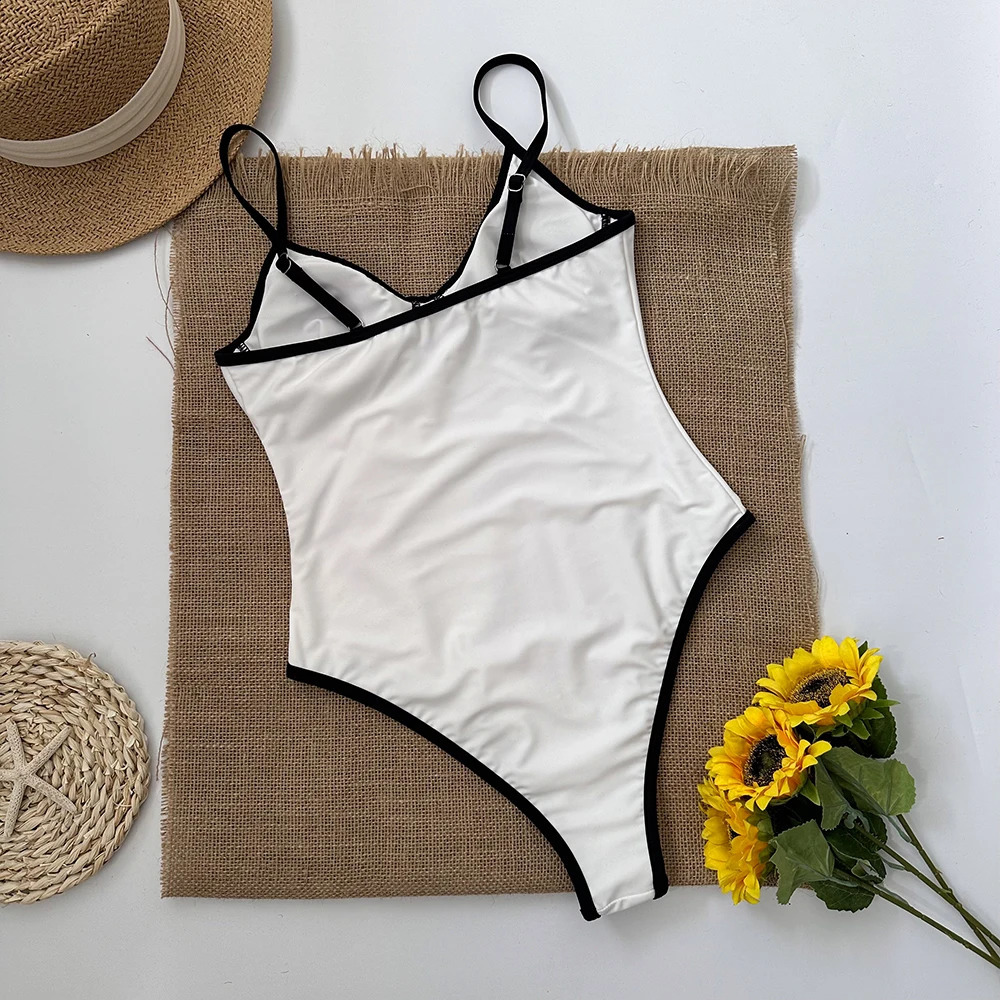Sexy Black White Swimwear Women Swimsuit 2024 Swimsuit Bikini Bathing Suit Beachwear Monokini Biquini female 250317