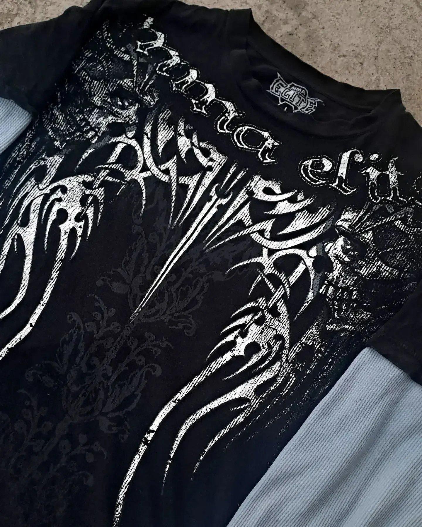 MMA ELITE Long sleeved T shirt Y2K Fashion Round Neck Oversized Men And Women Casual Gothic Clothing Tops Streetwear 250320