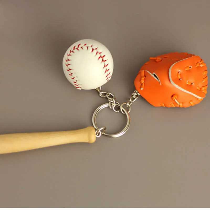 12 pieces/batch alloy keychains baseball bat ball gloves sports multi-color casual sports style mens youth keychains keychainsXJ250319