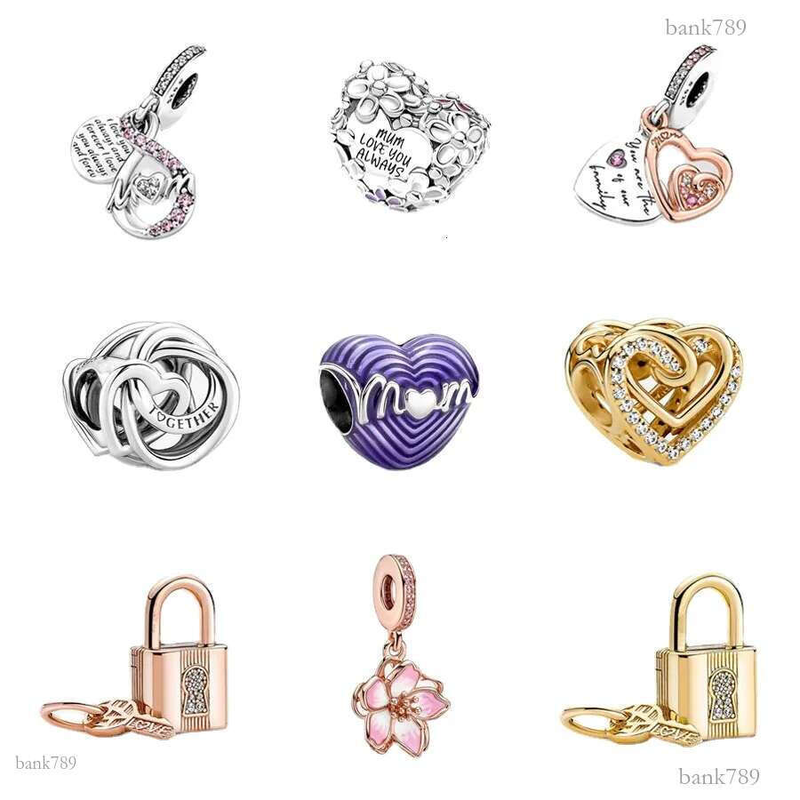 New Popular 925 Sterling Silver European Mother's Day Gift Mom Heart Lock Pendant DIY Exquisite Beads for Charm Jewelry Bracelet Accessories