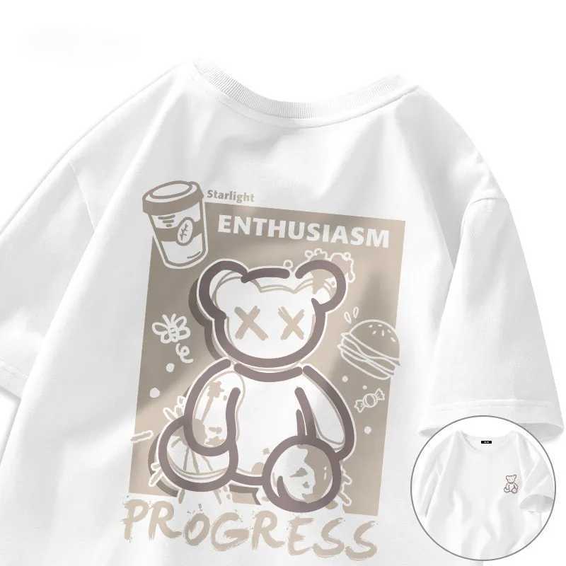 Graffiti Street Bear Retro Large Short Sleeved T-shirtT250320