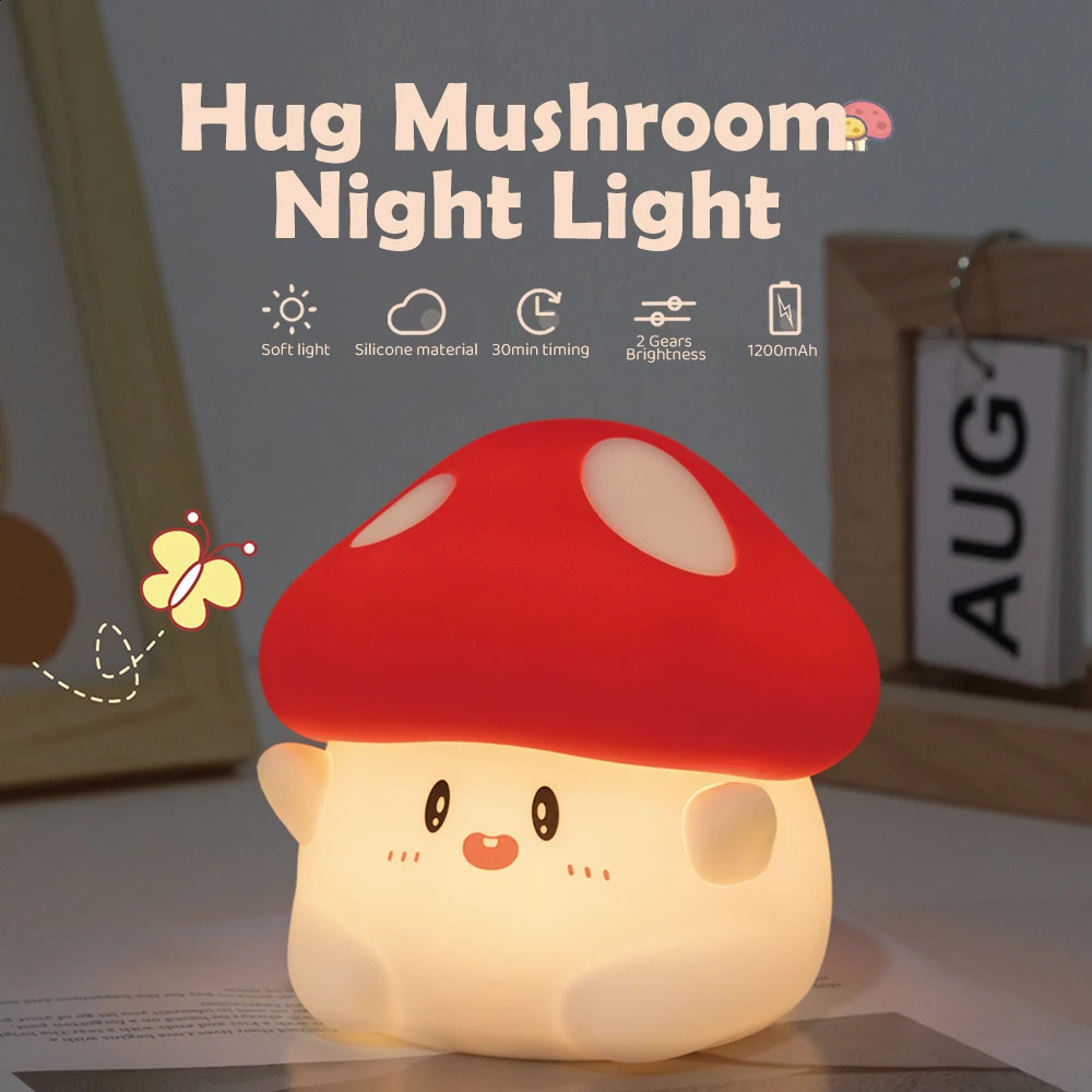Cute Silicone Night Light Soft Sleeping Nursery Nightlights Rechargeable Dimmable Timer Table Lamp For Room Decor Baby Bedside 250319