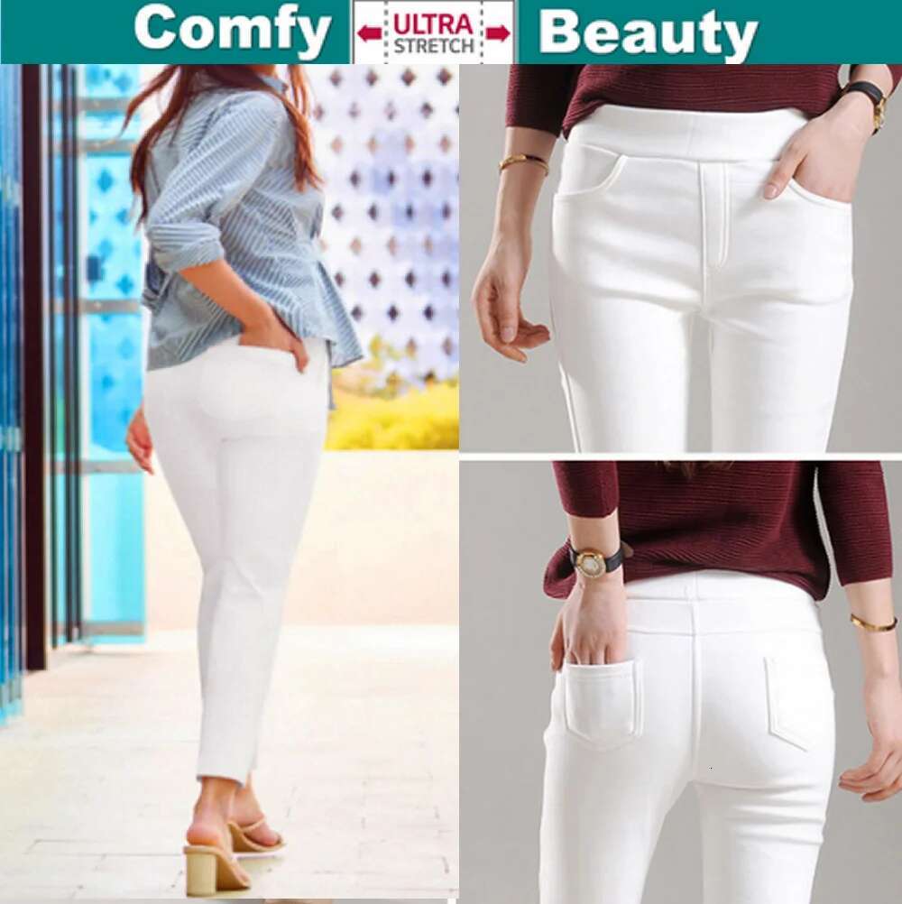 Womens Pants Hyper Stretchy Pencil Pull-On Casual Mid Rise Knit Jegging Comfy Skinny Trousers Bermuda Ouc407
