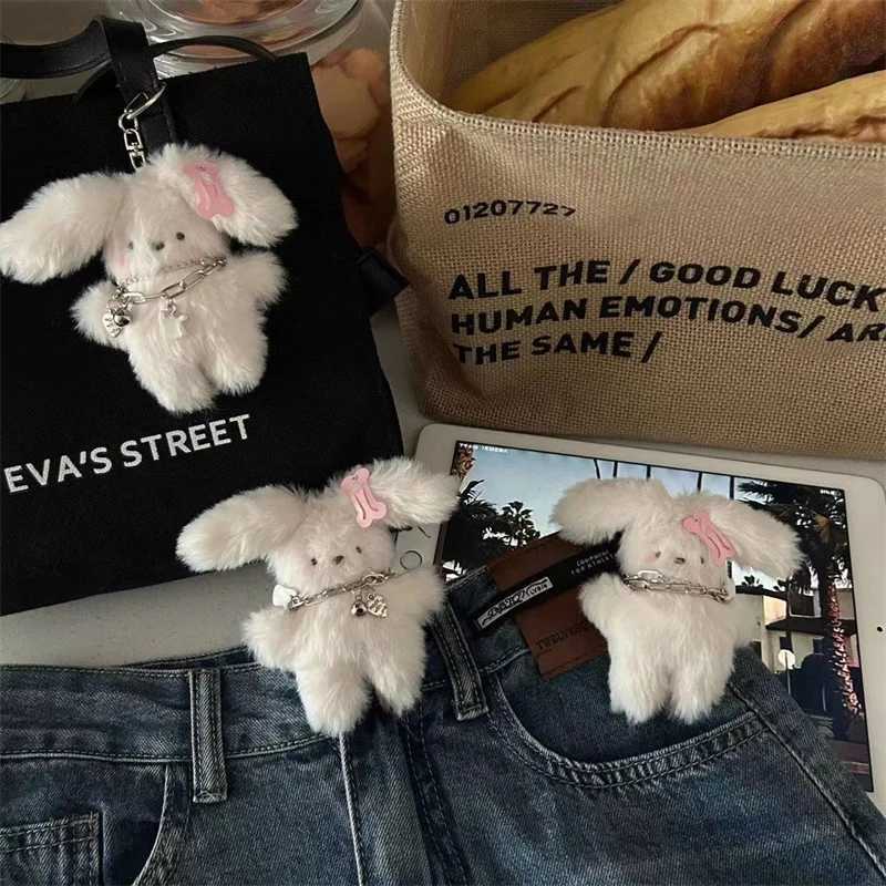 Flight Rabbit puppy keychain with necklace and hair cute plush doll bag charming girl heart set keychainXJ250319
