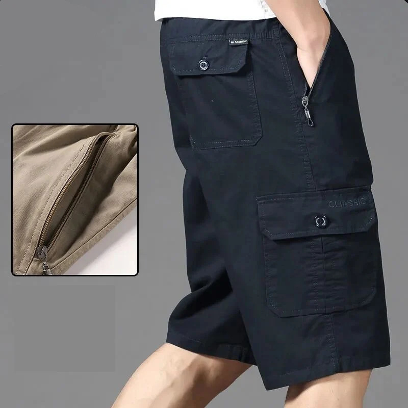 Large mens sports and casual shorts fashionable loose straight cargo cotton comfortable beach running 250312