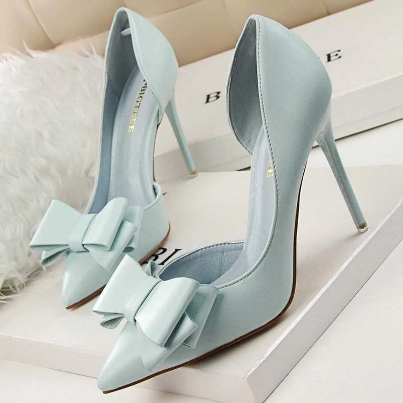 BIGTREE Shoes Bow-knot Wan Pumps Stiletto 10.5 Cm Wen Basic Pump Pointed Toe Classic Pumps Sexy High H Wen Shoes 2025 Y250319