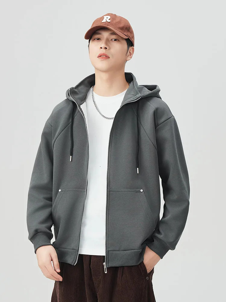 Mens hooded sweatshirt with full zipper spring and autumn Korean casual knitted jacket plus size 6XL 7XL 8XL 250320Z