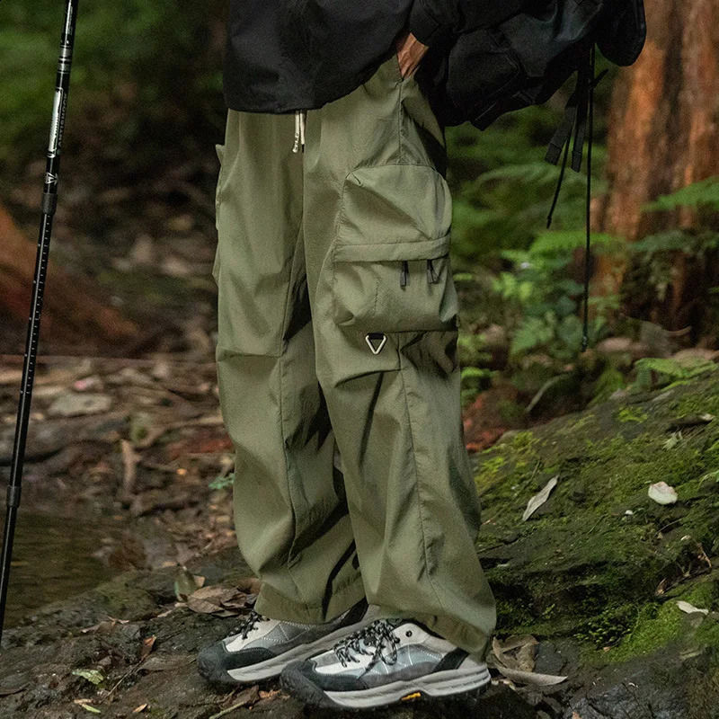 mens cargo pants multi pocket tool Harajuku retro loose wide leg street casual hiphop 250317