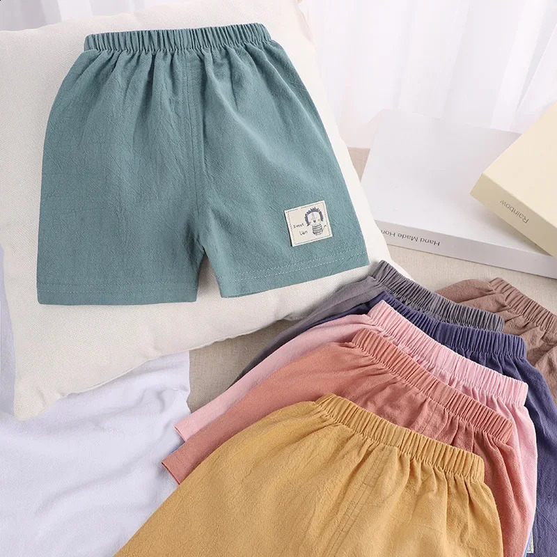 15 Years Kids Summer Shorts Boys Korean Style Cotton and Linen Short Pants Toddler Little Children Cute 250312
