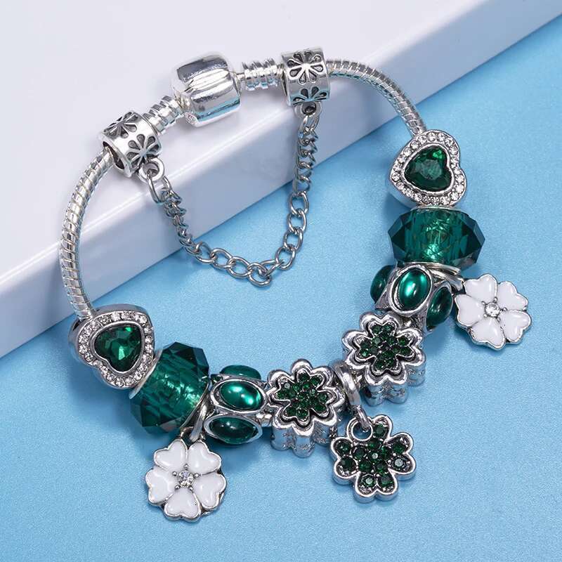 High-Quality Silver Color Charm Bracelet For Women With DIY Beads Pendant Bracelets Bangles Girlfriend Jewelry Gift Dropshipping