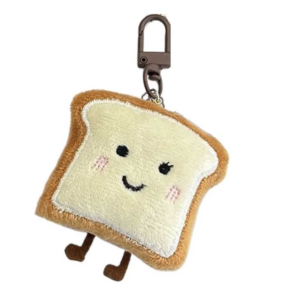 Toast Bread Plush Bread Keychain Ins Decoration Charm Cute Key Chain Kawaii Cartoon Bread Keyring Backpack PendantXJ250319