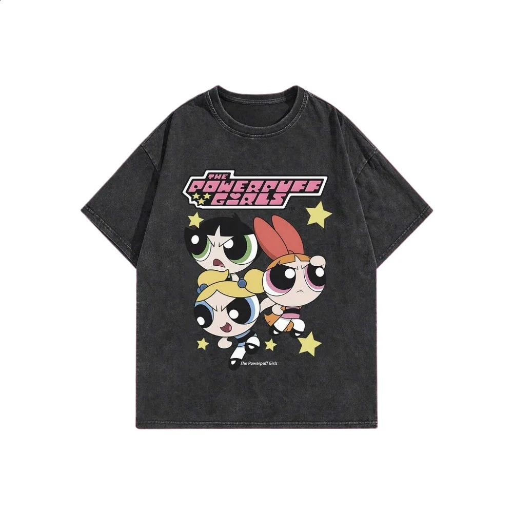 Europe and The United States Retro Blouse Loose Street Trend Fashion Movement Y2k Do Old T-shirt Men and Women Short Sleeves 250317