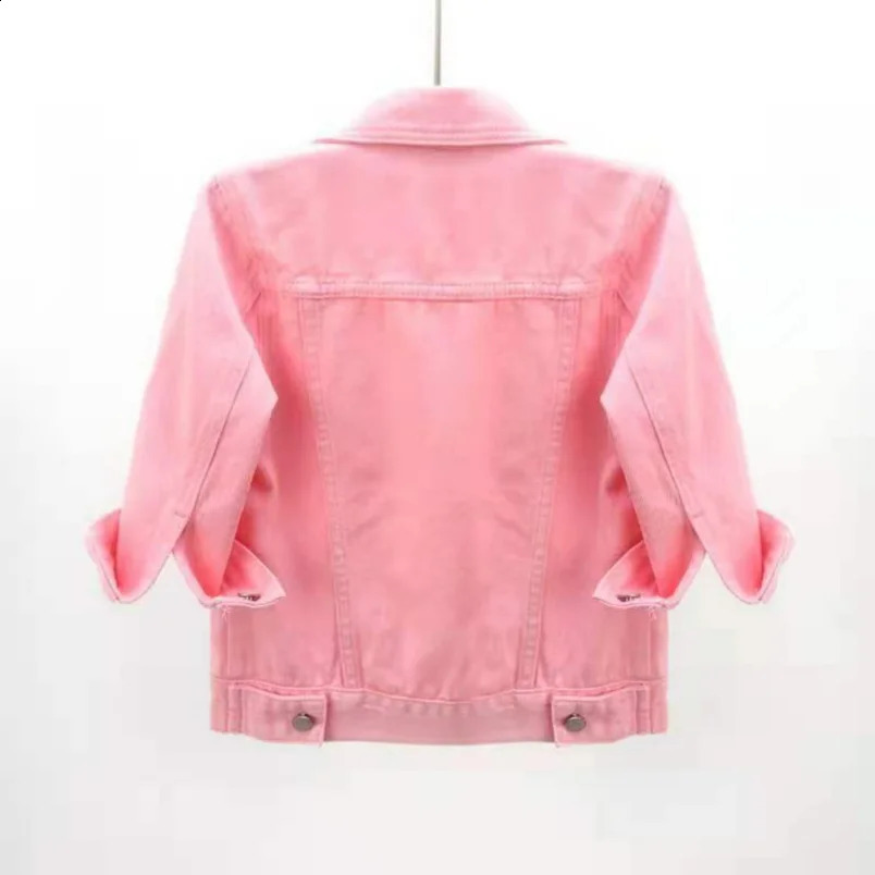 Womens denim jacket spring and autumn short shirt pink denim jacket casual top purple yellow purple blue loose top womens jacket 250317