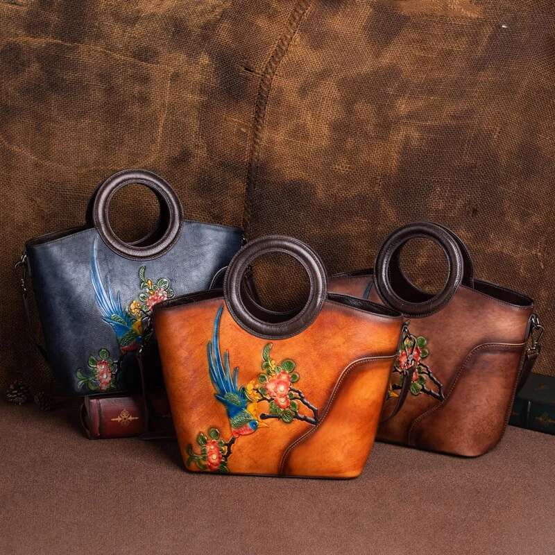 MOTAORA Vintage Emed Cow Leather Handbags Women Bag Fashion Female Handbag Real Cowhide Large Capacity Ral Shoulder Bags