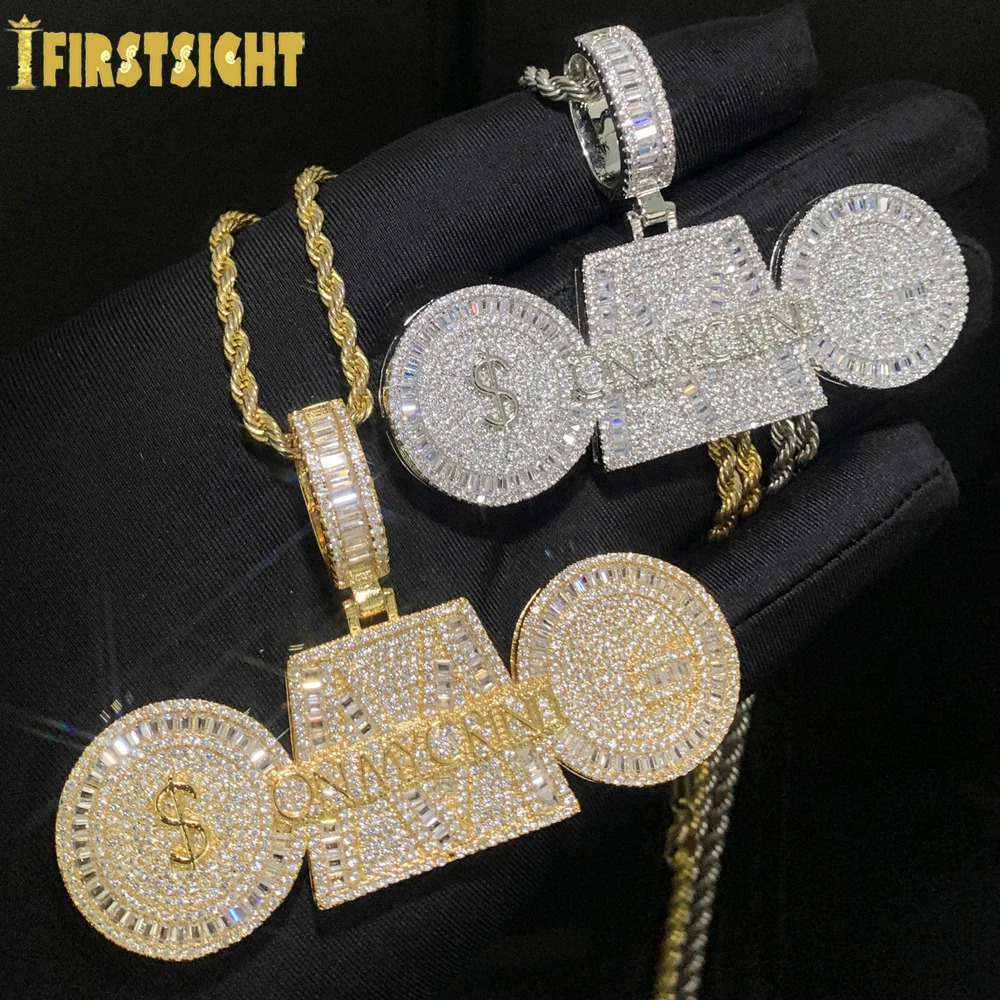 Iced Out Bling Letter On My On My Crind Pendant Necklace Gold Color Full CZ Zircon OMC Charm Men Fashion Hip Hop Jewelry 250320