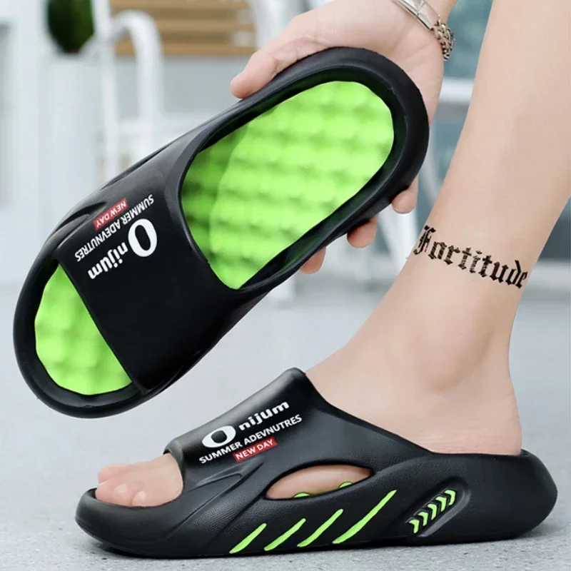 Mens massage slider outdoor mens sandals lightweight and comfortable beach casual shoes Fi platform mens slider large size 38-47 Y250320