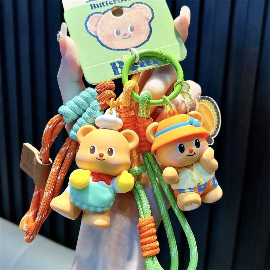 Cartoon Butter Bear Keychain Pendant Cute Fashion Doll Creative Car Keychain Ring Luggage Accessories Gift for ChildrenXJ250319