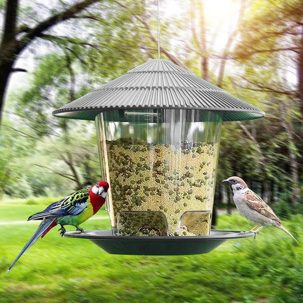Plastic bird feeder transparent suspension peanut and nut feeding station outdoor garden seed food dispenser bracket container 250320