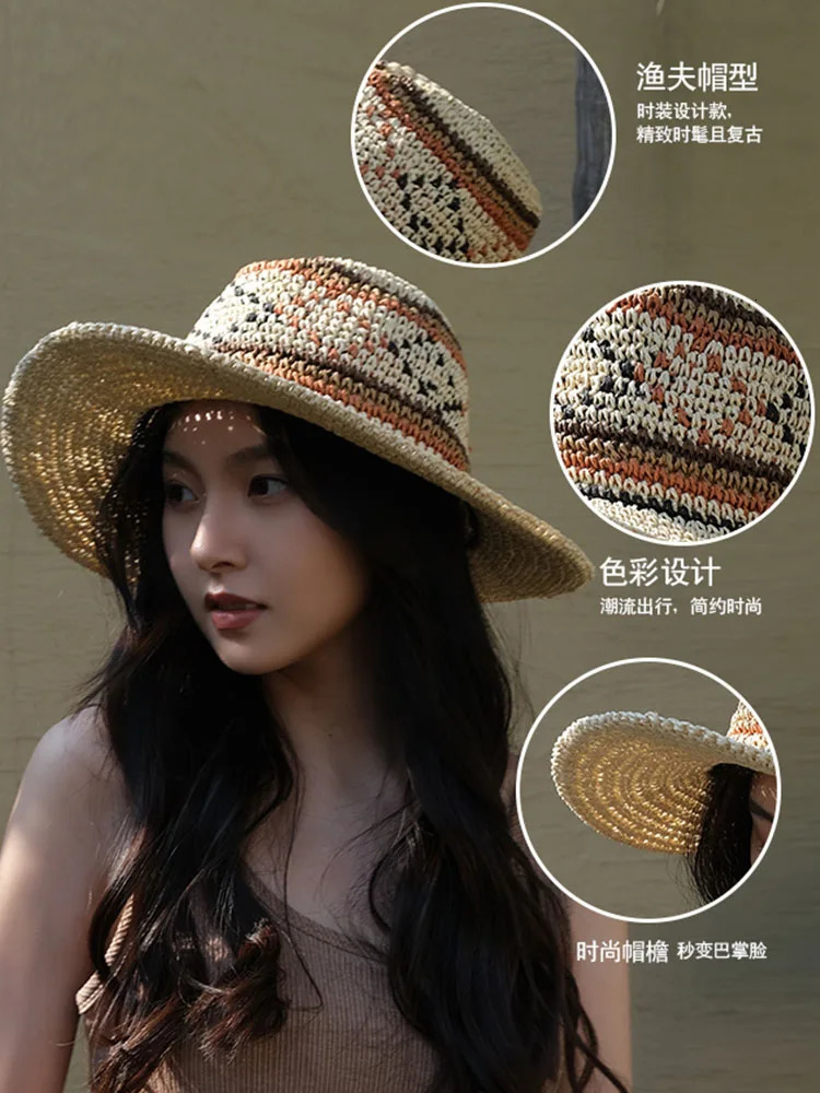 Ethnic Style Fedoras bucket hat Women hat straw hat Beach hats Sun cap Hat male hats for women Golf cap 250320