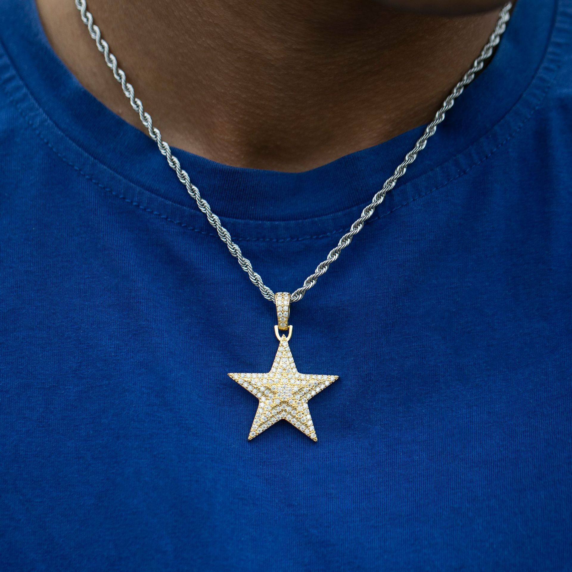 Hot Sale Hiphop Star Moissanite Pendant for Men Fine Jewlery 925 Sterling Silver Bling Iced Out Necklace Hip Hop Pendant Gift