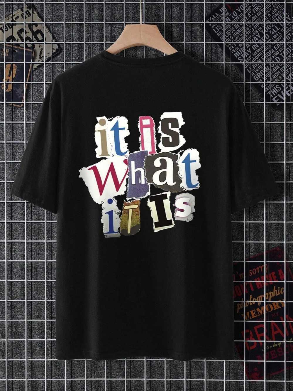 This is the graphic mens T-shirt in the letter. Summer cotton fashionable oversized clothing casual hip-hop top loose and soft T-shirtT250319