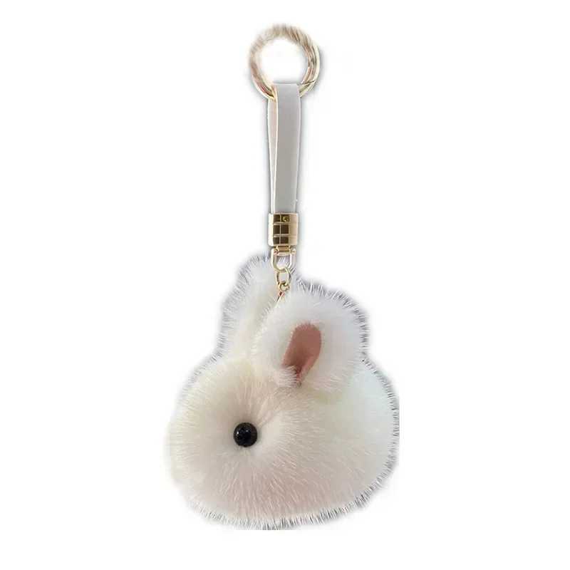 Rabbit keychain ring fluffy bunny pavilion keychain charm cute keychain pocket keychain pendant white gray wholesaleXJ250319