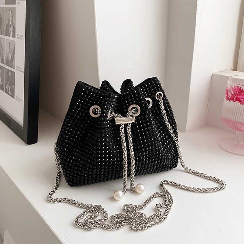 Luxury womens bag new high-quality horseshoe bucket bag exquisite PU sequin design womens single shoulder handbag Y250319